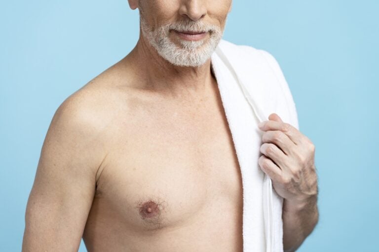 senior man with chest growth