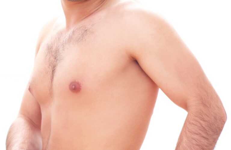 close up of a man's chest with enlargement